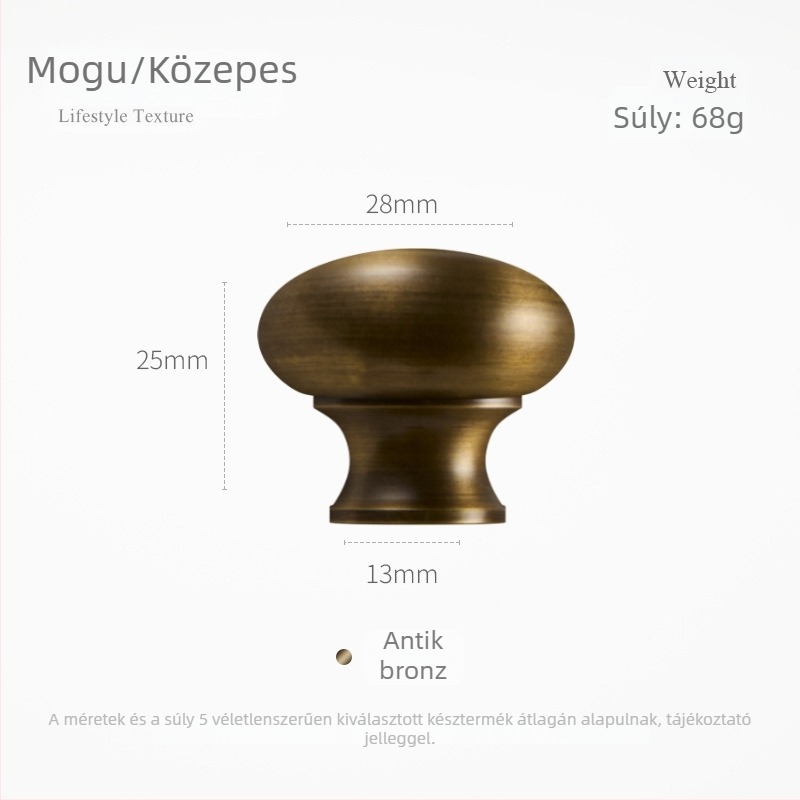 Sárgaréz gömbölyű fogantyú egylyukú fiókokhoz és francia stílusú ruhásszekrényajtókhoz