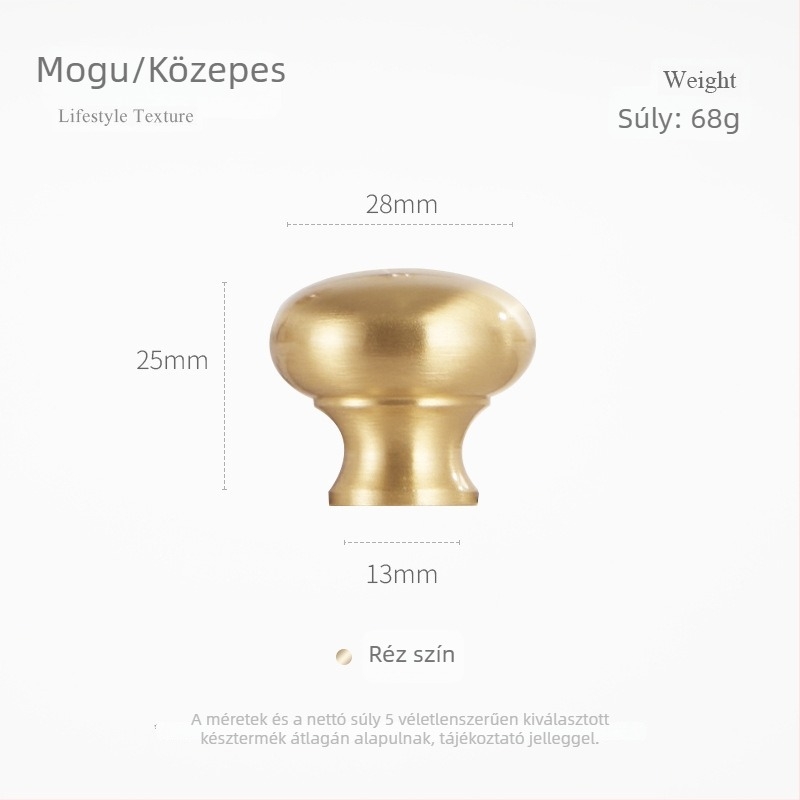 Sárgaréz gömbölyű fogantyú egylyukú fiókokhoz és francia stílusú ruhásszekrényajtókhoz