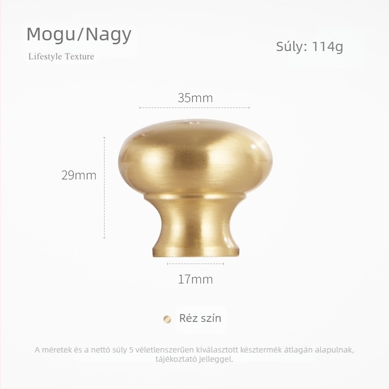 Sárgaréz gömbölyű fogantyú egylyukú fiókokhoz és francia stílusú ruhásszekrényajtókhoz