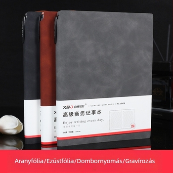 Prémium irodai notesz A5-ös méretben, báránybőr borító, drótkötés, 80 g papír, 50–100 oldal, egyszerű dizájn, mindennapi használatra, feljegyzések és tanulás, logó nyomtatás elérhető