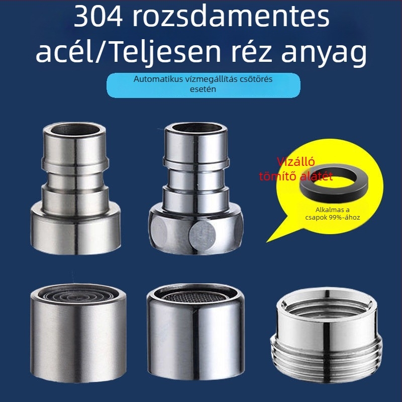 Háztartási réz vízcsap mosó- és felmosó medencéhez, automatikus vízleállítás, szűrő és gyorsnyitó csap