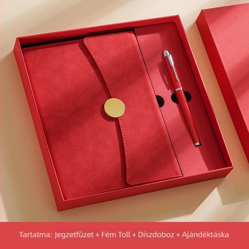 Prémium A5-ös bőr notesz logónyomással – ajándékdobozos készlet