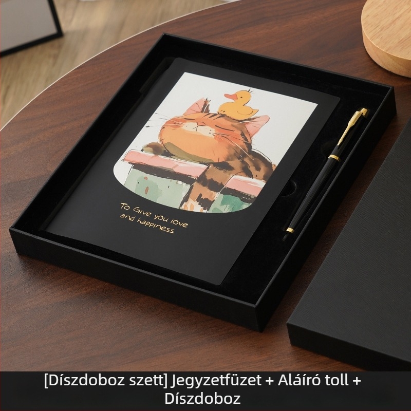 Színes karikatúra illusztrációval jegyzetfüzet, vastag, puha műbőr hatású borítóval, oldalai vízszintes vonalakkal