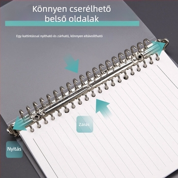 B5-ös notesz puha fedéllel, 60 oldalas rácsos formátumú oldal, testreszabható, 20 vagy 9 lyukú kötés, cserélhető töltetek
