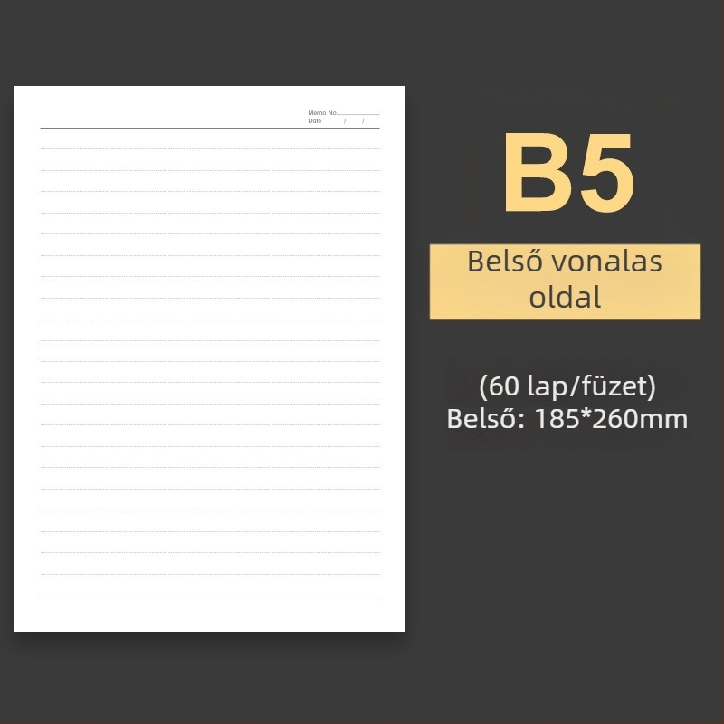 B5-ös notesz puha fedéllel, 60 oldalas rácsos formátumú oldal, testreszabható, 20 vagy 9 lyukú kötés, cserélhető töltetek