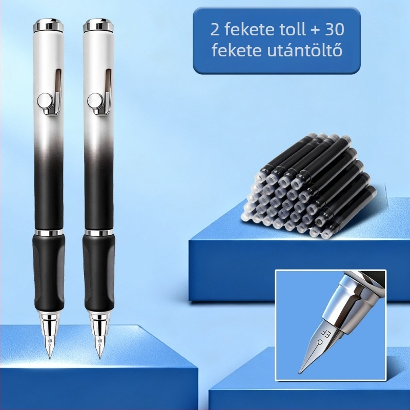 Push-Pull toll vékony hegye 0.5 EF, diákoknak, gradient szín, cserélhető tintapatron, szárazság elleni kupakkal