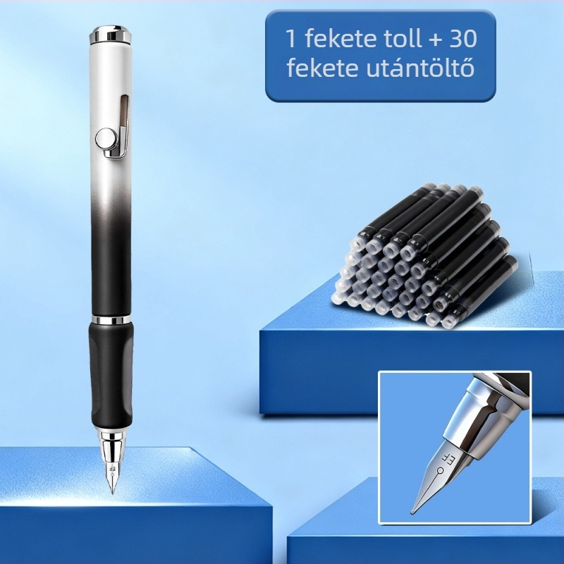 Push-Pull toll vékony hegye 0.5 EF, diákoknak, gradient szín, cserélhető tintapatron, szárazság elleni kupakkal
