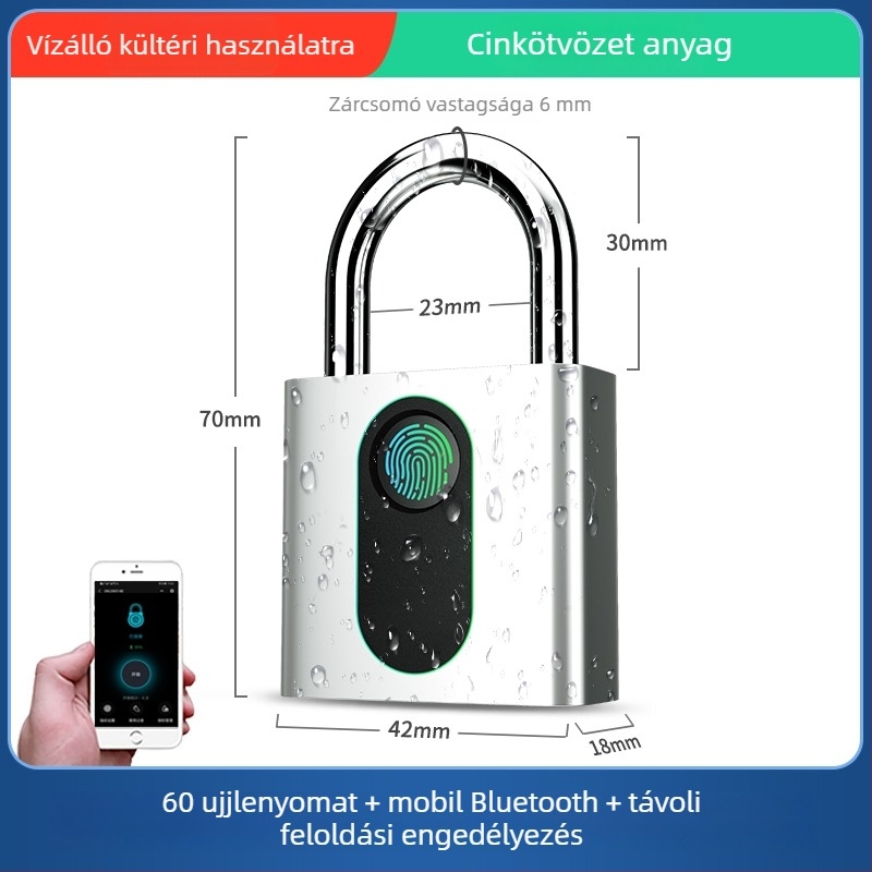 Kültéri vízálló okos zár ujjlenyomat-olvasóval és távirányítással – elektronikus zár udvarra és raktárkapuhoz, jelszavas védelem