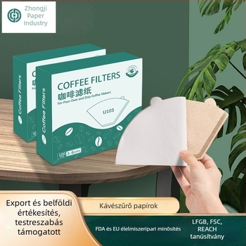 Fan alakú kávéfilter papír pour-over készítéséhez, kézzel készített kávéhoz, egyszer használatos a V60-hoz.