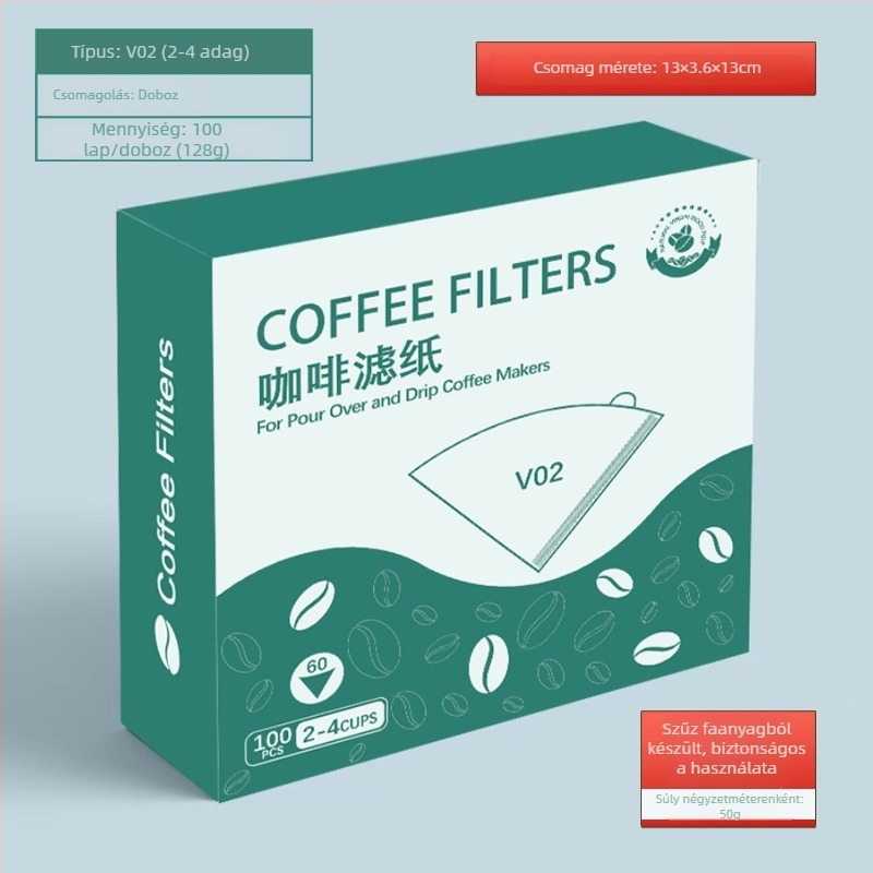 Fan alakú kávéfilter papír pour-over készítéséhez, kézzel készített kávéhoz, egyszer használatos a V60-hoz.