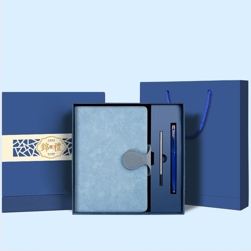 A5-ös üzleti notesz testre szabható logóval, PU puha bőr, varrott, ajándékdobozos készlet tollal