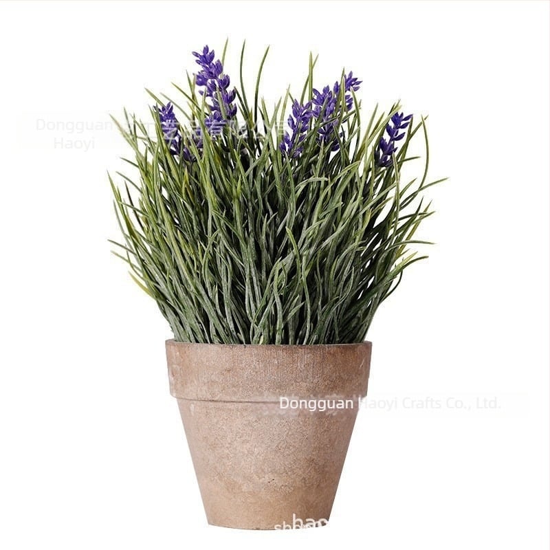 Mű zöld növény cserépben műanyag virágokkal, bonsai dekoráció belső térhez, magasság 10–30 cm