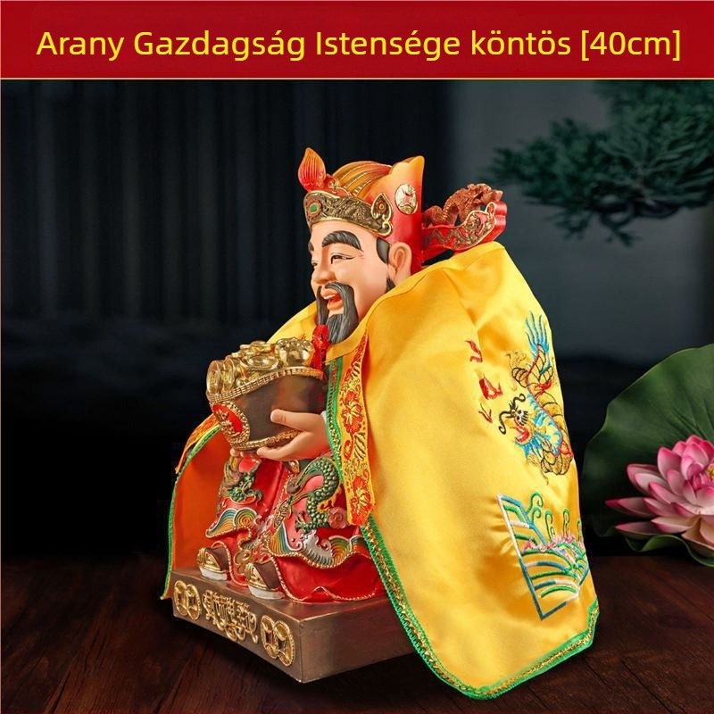 Gazdagság istenének szobra köpeny és sárkányköntös