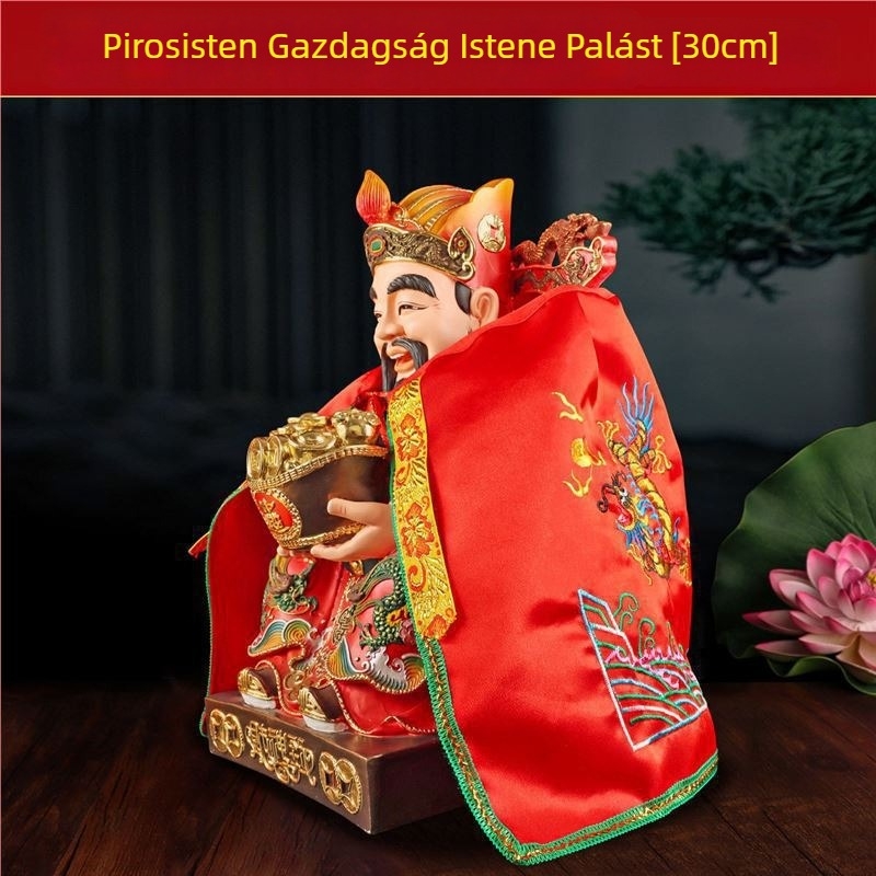 Gazdagság istenének szobra köpeny és sárkányköntös