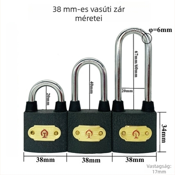 Xintianer vasúti lakat 38 mm, acél biztonsági zár univerzális kulccsal, modell XTE-TLS38mm