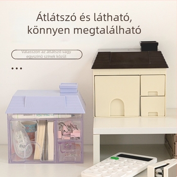 Átlátszó asztali tolltartó – négyzet alakú műanyag irodai eszköztartó, aranyos dizájn, nagy kapacitás