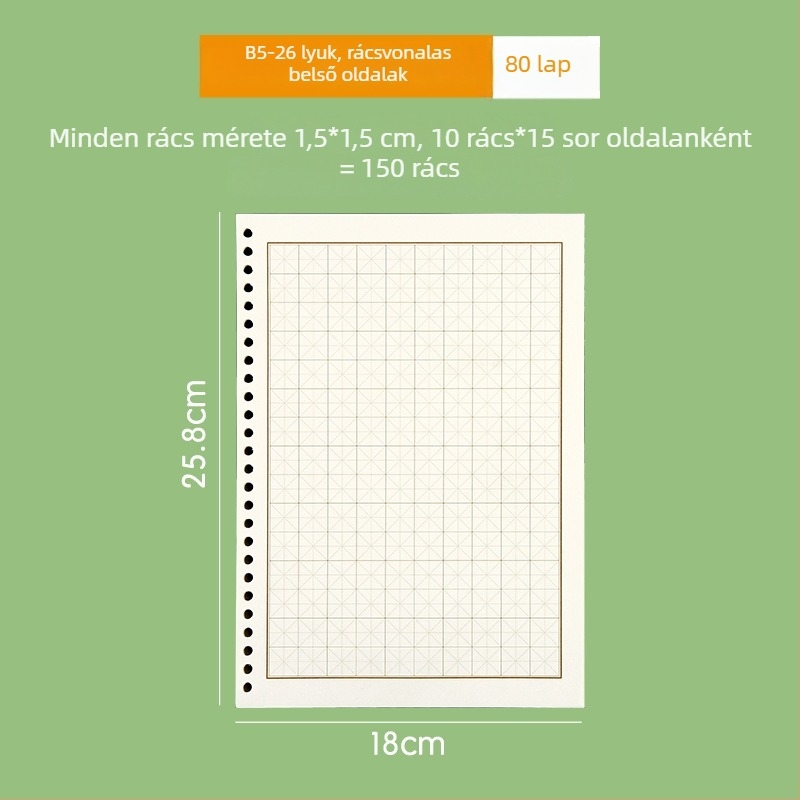 Daolen A4/B5/A5 oldható lapok csere belső oldalakkal, vízszintes vonalas vagy üres, 26 és 30 lyukkal