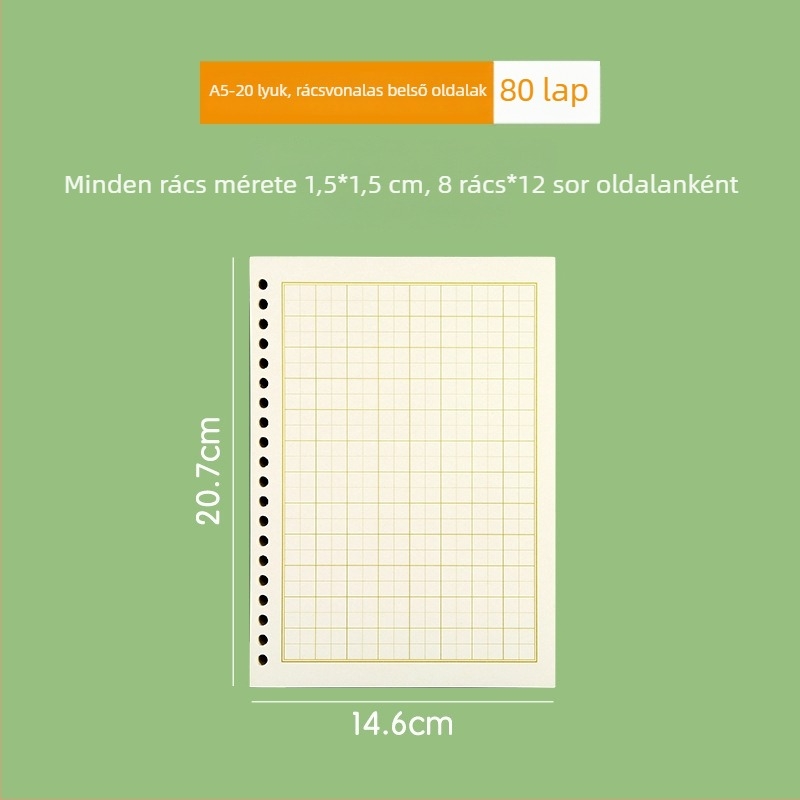 Daolen A4/B5/A5 oldható lapok csere belső oldalakkal, vízszintes vonalas vagy üres, 26 és 30 lyukkal