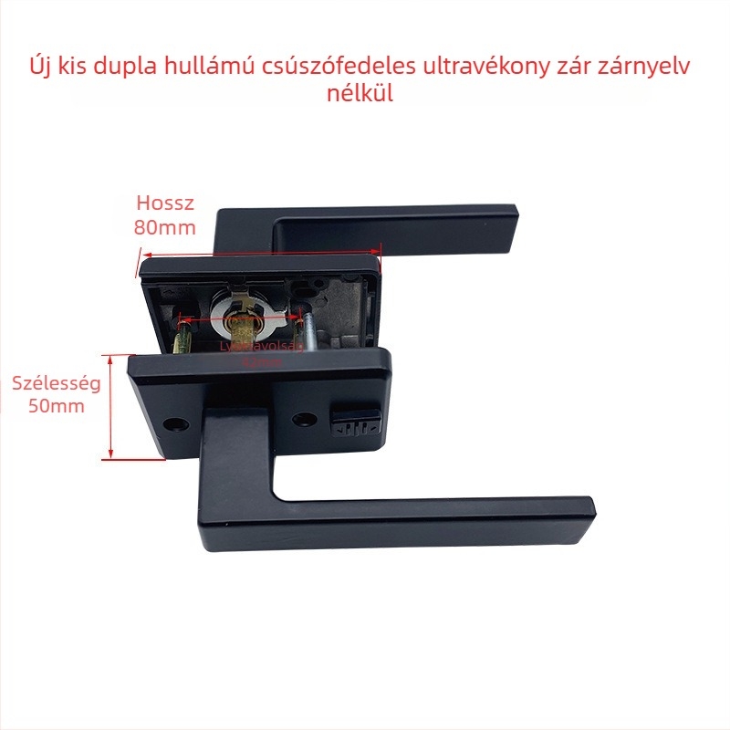 Menghong fekete ajtózár és kilincs üvegajtóhoz, ultra-szűk keret, profil 16/18