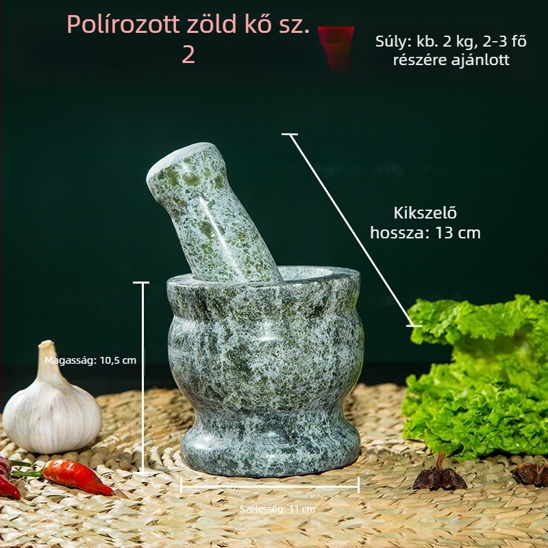 Granitból készített fokhagymaprés és mozsár, konyhai készlet