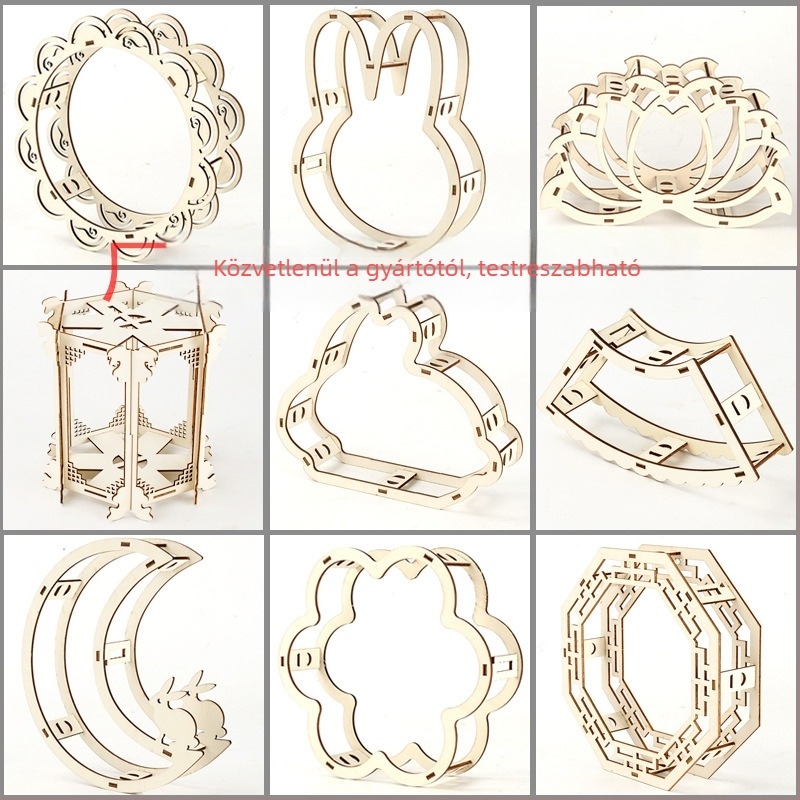 Crab Kingdom fából készült lámpáskeret, kézzel készített lámpáskeret újévi családi tevékenységekhez, palota lámpa állvány