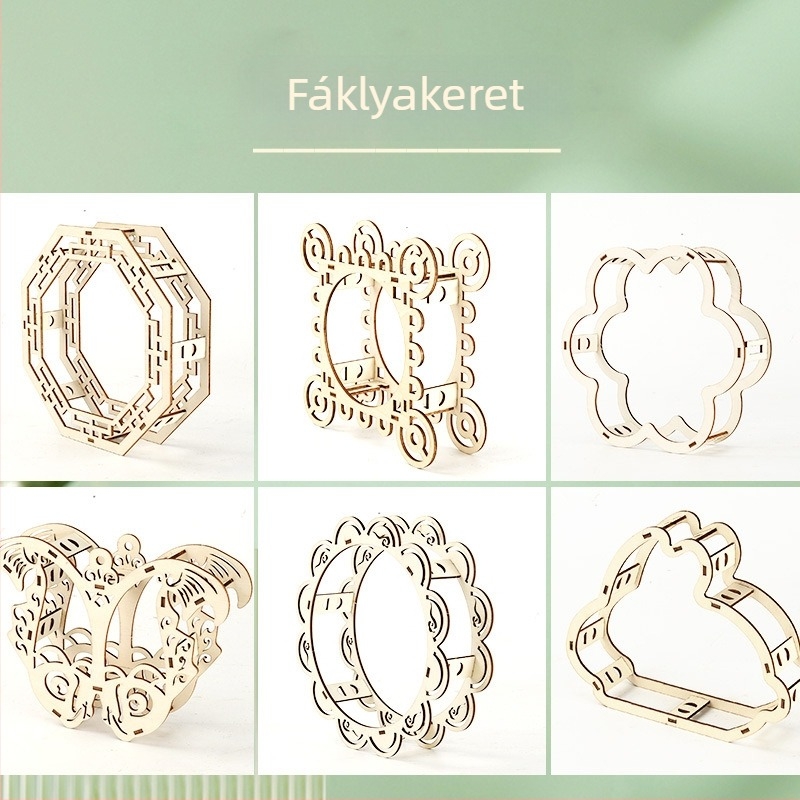 Crab Kingdom fából készült lámpáskeret, kézzel készített lámpáskeret újévi családi tevékenységekhez, palota lámpa állvány