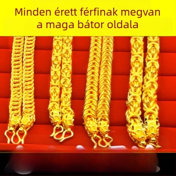Férfi 24K aranyozott, vastag kígyó láncú nyaklánc, hossz 51–80 cm