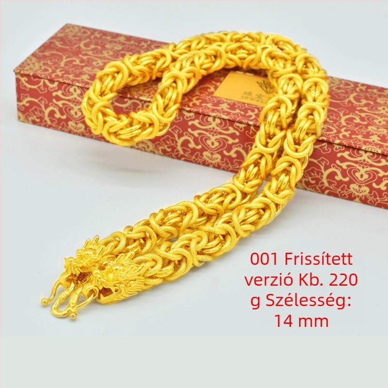 Férfi 24K aranyozott, vastag kígyó láncú nyaklánc, hossz 51–80 cm