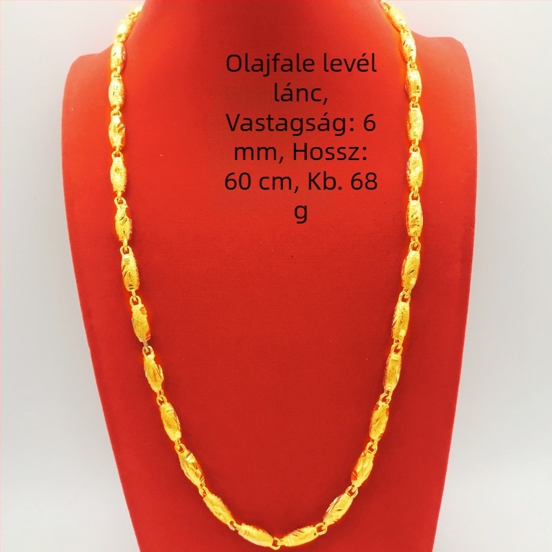 Férfi 24K aranyozott, vastag kígyó láncú nyaklánc, hossz 51–80 cm