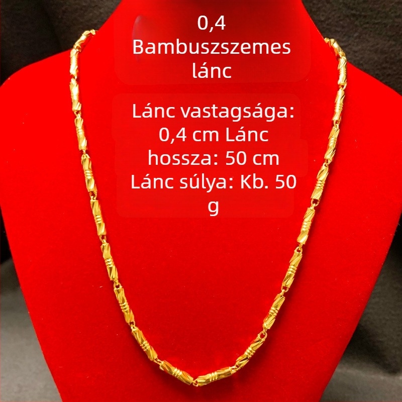 Férfi 24K aranyozott, vastag kígyó láncú nyaklánc, hossz 51–80 cm