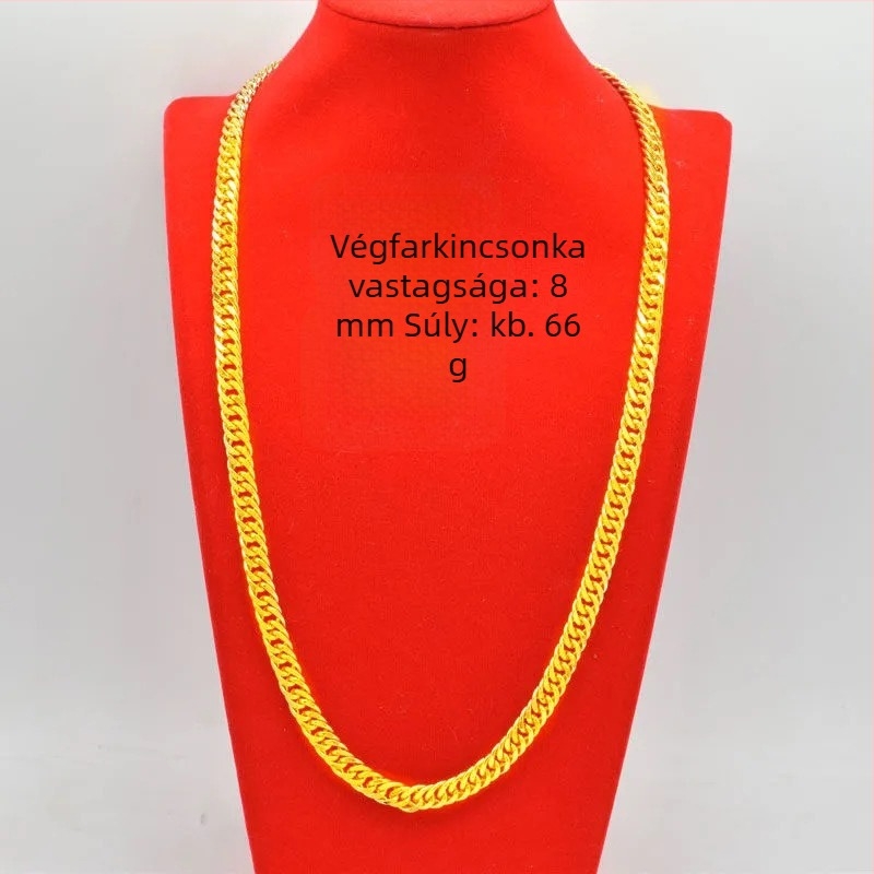 Férfi 24K aranyozott, vastag kígyó láncú nyaklánc, hossz 51–80 cm