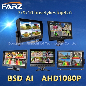 7/9/10 hüvelykes autós tolató-monitor vakfolt felismeréssel és beépített DVR-rel, videó kijelző