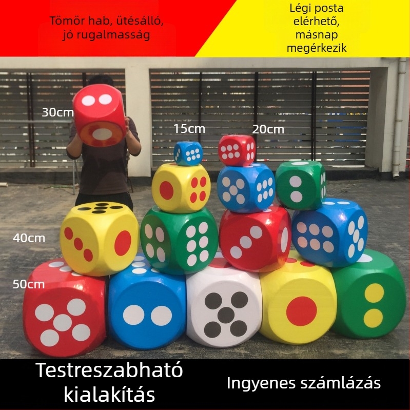 Nagy habból készült dobókocka eseményekhez, sorsolásokhoz, oktatási rekvizitumokhoz és esküvői játékokhoz