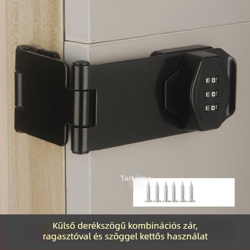 Fúrás nélküli jelszavas zár szekrényekhez, fiókokhoz és bútorokhoz — bolttípusú ajtózár, hűtőzár