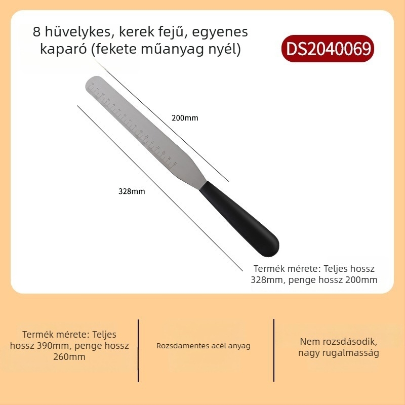 Torta spatula 8/10/12 hüvelyk méretben, forma eltávolító kés, spatula krém díszítéséhez, rozsdamentes acél, kiegyenlítő kés