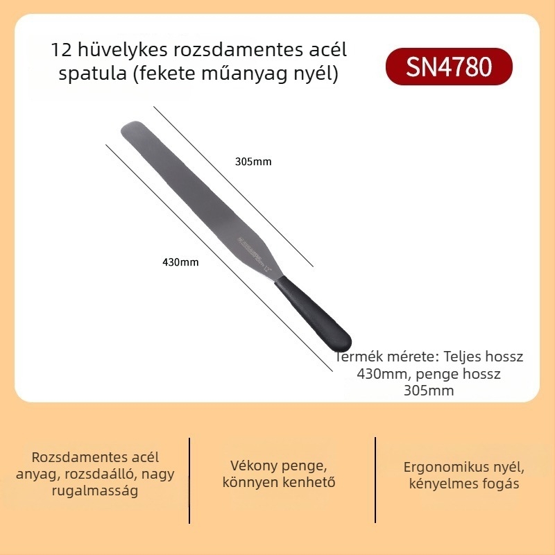 Torta spatula 8/10/12 hüvelyk méretben, forma eltávolító kés, spatula krém díszítéséhez, rozsdamentes acél, kiegyenlítő kés
