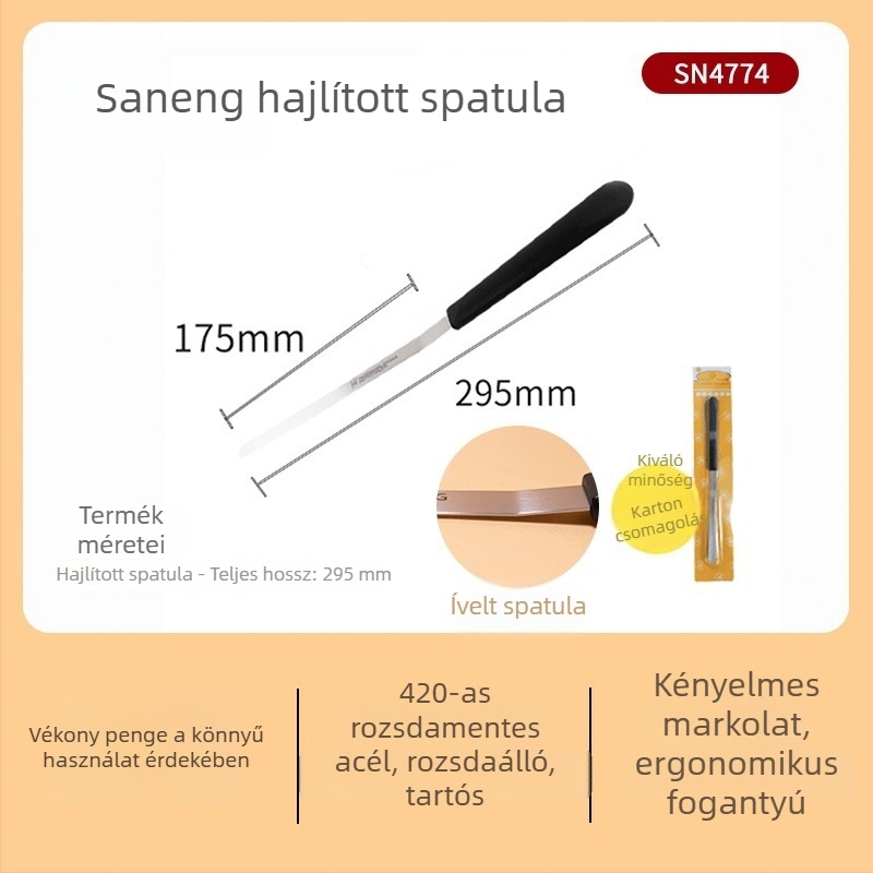 Torta spatula 8/10/12 hüvelyk méretben, forma eltávolító kés, spatula krém díszítéséhez, rozsdamentes acél, kiegyenlítő kés