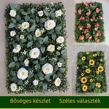 Műnövényes faldekor zöld fű hátterű, beltéri és erkély használatra
