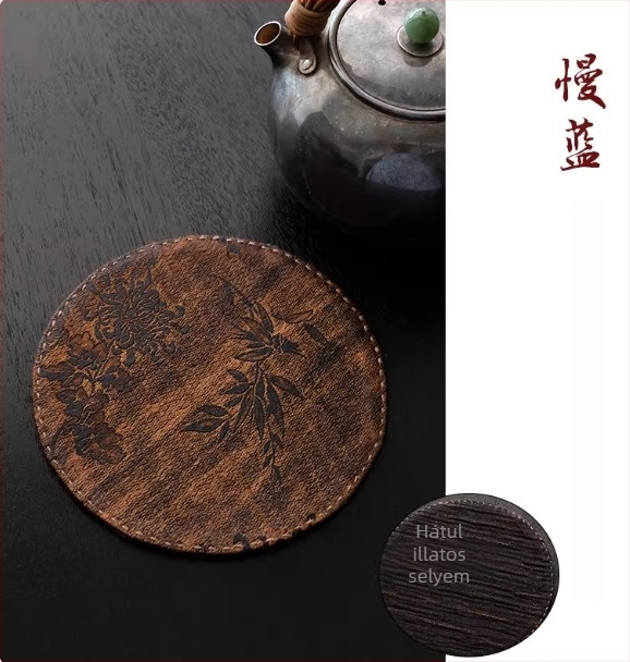 Kék selyem tea alátét egy személyre, kétoldalas, kínai stílusú, retro zen hangulatú, textile teaasztal alátét