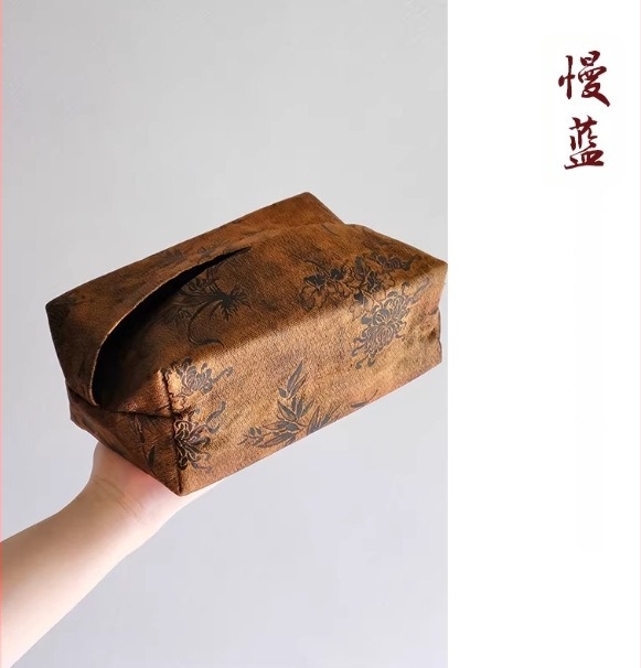 Kék selyem tea alátét egy személyre, kétoldalas, kínai stílusú, retro zen hangulatú, textile teaasztal alátét