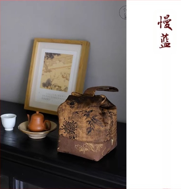 Kék selyem tea alátét egy személyre, kétoldalas, kínai stílusú, retro zen hangulatú, textile teaasztal alátét