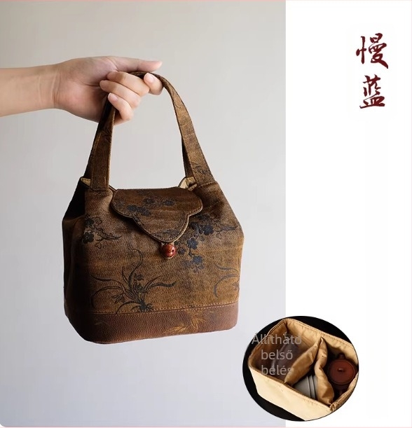 Kék selyem tea alátét egy személyre, kétoldalas, kínai stílusú, retro zen hangulatú, textile teaasztal alátét
