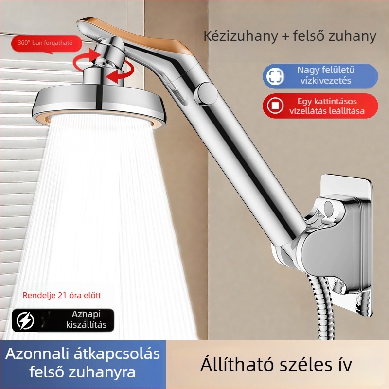Állítható forgó zuhanyfej fürdőszobai vízmelegítőhöz, nagy vízhozam