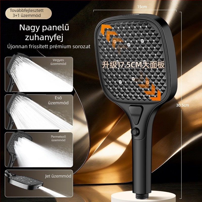 Zuhanyfej szett otthoni fürdőszobához, nagy panellel és kiemelkedő nyomással