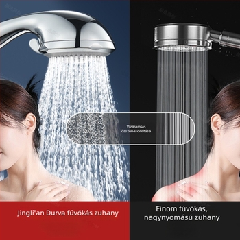 Zuhanyfej nagy lyukakkal, erős vízsugár, dugulás elleni védelem, univerzális fürdőszobához és vízmelegítőhöz