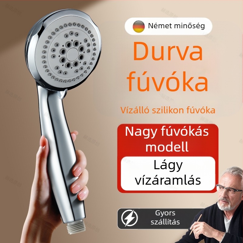 Zuhanyfej nagy lyukakkal, erős vízsugár, dugulás elleni védelem, univerzális fürdőszobához és vízmelegítőhöz