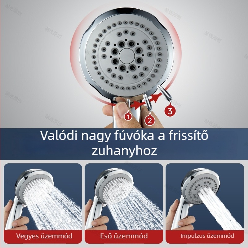 Zuhanyfej nagy lyukakkal, erős vízsugár, dugulás elleni védelem, univerzális fürdőszobához és vízmelegítőhöz