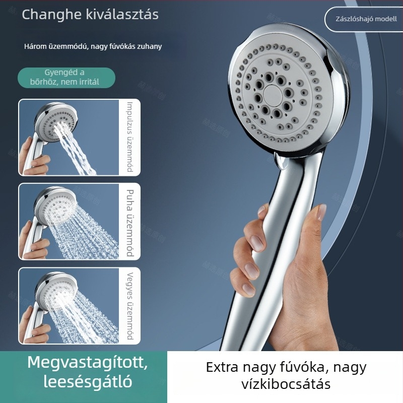 Zuhanyfej nagy lyukakkal, erős vízsugár, dugulás elleni védelem, univerzális fürdőszobához és vízmelegítőhöz