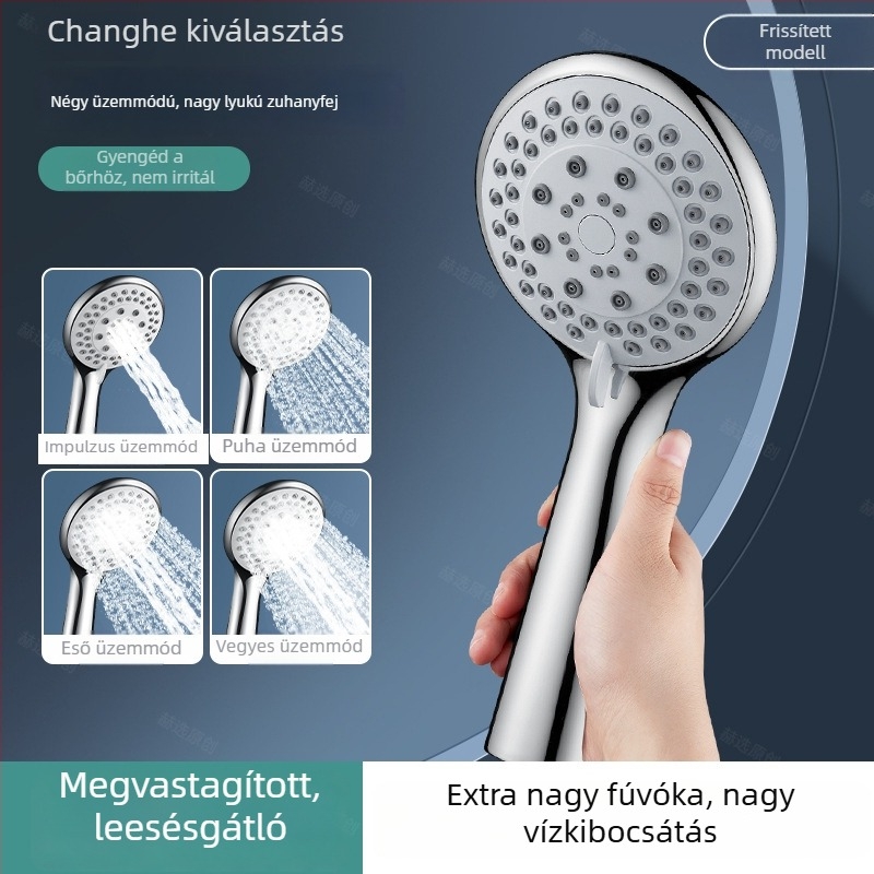Zuhanyfej nagy lyukakkal, erős vízsugár, dugulás elleni védelem, univerzális fürdőszobához és vízmelegítőhöz