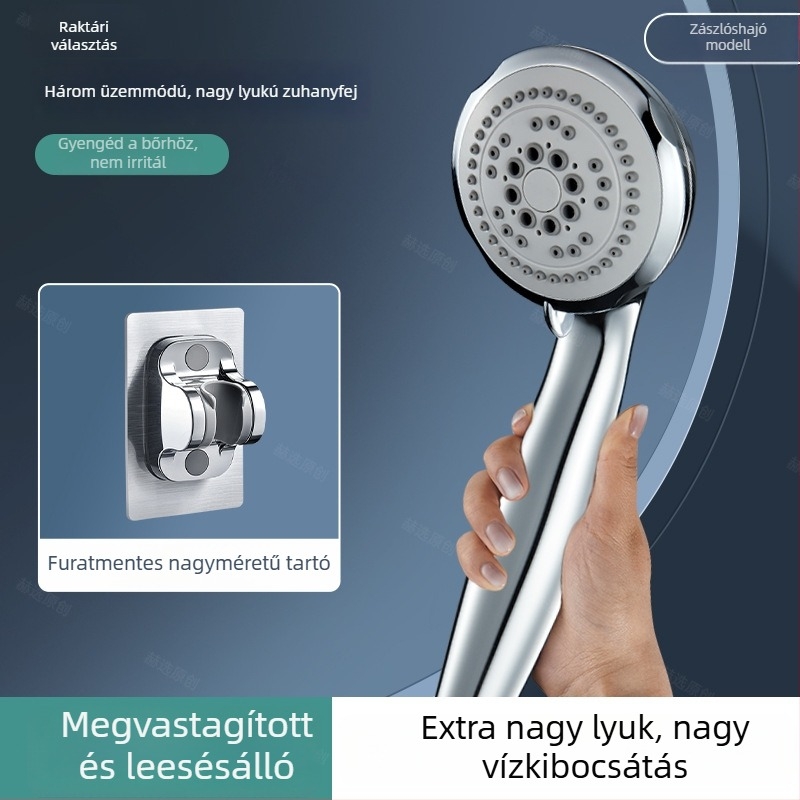 Zuhanyfej nagy lyukakkal, erős vízsugár, dugulás elleni védelem, univerzális fürdőszobához és vízmelegítőhöz